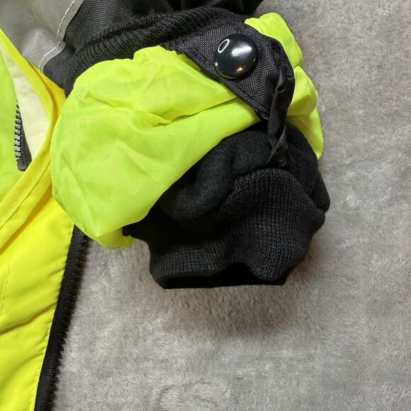 High Visibility Jacket Men’s 2XL Yellow Bomber Hood Type R Class 3 ANSI 107-2015 - Picture 8 of 11